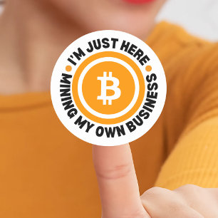 Sticker Rond Bitcoin amusant JUSTE MINER MON PROPRE ESPACE D'AF