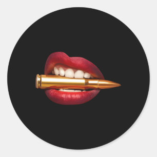 Sticker Rond Bite La Puce À Lèvres Puce À Arme