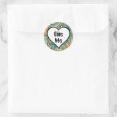 Sticker Rond Bite Me Funny Heart Tourbillonnant Retro Design (Sac)