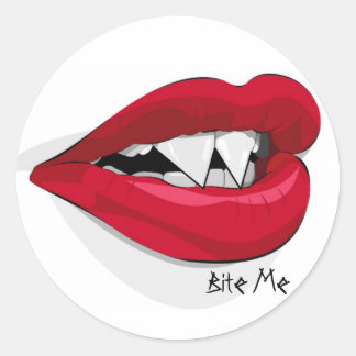 Sticker Rond Bite Me Vampira Bouche