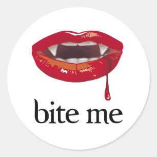 Sticker Rond Bite Me Vampire