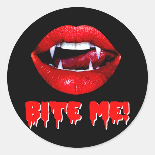 Sticker Rond Bite Me Vampire Halloween (Devant)