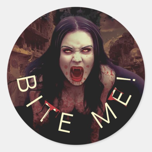 Sticker Rond Bite-Moi ! Vampire Halloween ID980 (Devant)