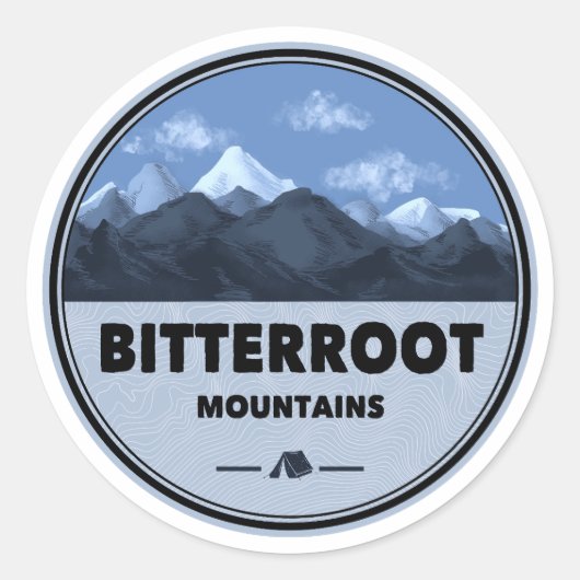 Sticker Rond Bitterroot Mountains Camping (Devant)