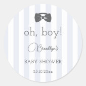 Sticker Rond Bitty Bow Oh Boy Baby shower (Devant)
