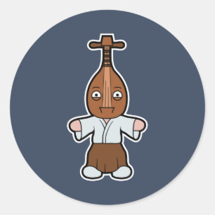 Sticker Rond Biwa-bokuboku, Yokai à tête molle