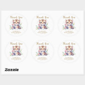 Sticker Rond Bizarre animal étoiles Baby shower Merci (Feuille)