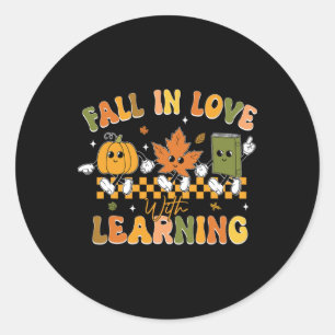 Sticker Rond Bizarre Chute D'Amour Avec Apprentissage Citrouill