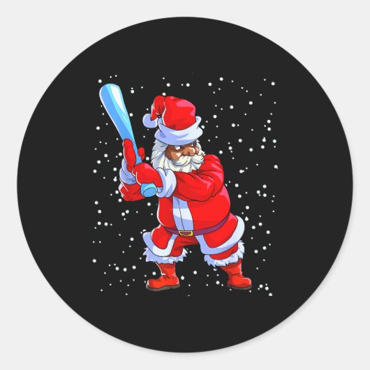 Sticker Rond Black African American Santa Claus Baseball Afro C (Devant)