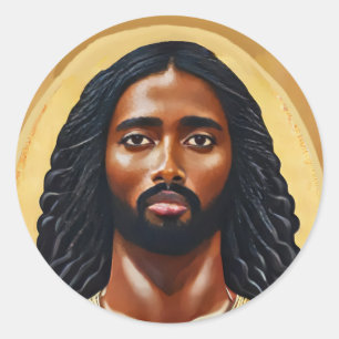 Sticker Rond Black African Jésus Christ Art religieux