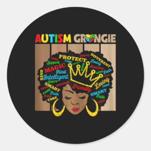 Sticker Rond Black Afro Afro-Africain Autisme Grangie Award
