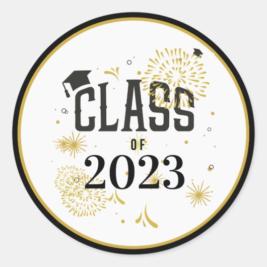 Sticker Rond Black and Gold 2021 Graduation Celebration Party I (Devant)