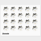 Sticker Rond Black and Gold Bow Chic Whimsical Bridal Shower (Feuille)