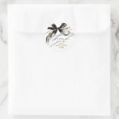 Sticker Rond Black and Gold Bow Chic Whimsical Bridal Shower (Sac)