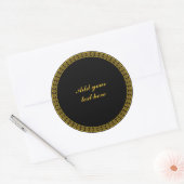 Sticker Rond Black and Gold Elegance, Customize, (Enveloppe)