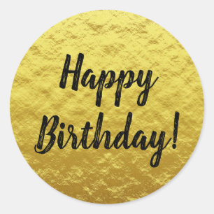 Sticker Rond Black and Gold Foil personnalisé Joyeux anniversai
