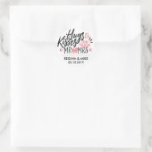 Sticker Rond Black and Red Hugs and Kisses from New Mr and Mrs. (Sac)