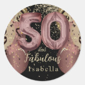 Sticker Rond Black and Rose Gold Parties scintillant 50e annive (Devant)