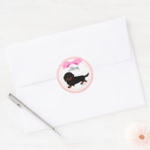 Sticker Rond Black and Tan Long Haired Dachshund 1 (Enveloppe)