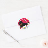 Sticker Rond Black and Tan Long Haired Dachshund 1 (Enveloppe)