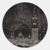 Sticker Rond Black and Taupe Distressed Skyline Venice Italie (Devant)