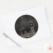 Sticker Rond Black and Taupe Distressed Skyline Venice Italie (Enveloppe)