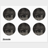 Sticker Rond Black and Taupe Distressed Skyline Venice Italie (Feuille)