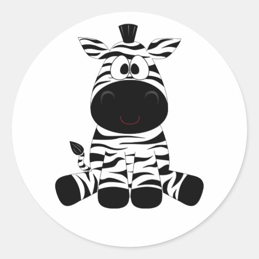 Sticker Rond Black and White Baby Zebra fun (Devant)