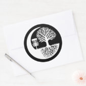 Sticker Rond Black and White Disc Golf Silhouette (Enveloppe)