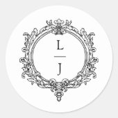Sticker Rond black and white foliage Crest wedding (Devant)