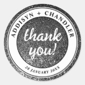 Sticker Rond Black and White Glam Chic Moderne Parties scintill (Devant)