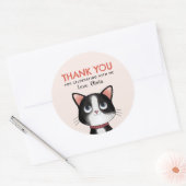 Sticker Rond Black and white little kitten thank you (Enveloppe)