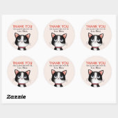Sticker Rond Black and white little kitten thank you (Feuille)