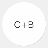 Sticker Rond Black and White Monogram Modern Wedding (Devant)