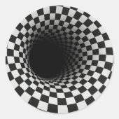 Sticker Rond Black and White Optical Illusion Tunnel (Devant)