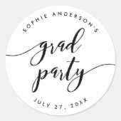 Sticker Rond Black and White Relax Script Grad Party (Devant)