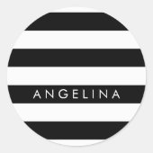 Sticker Rond Black and White Striped (Devant)