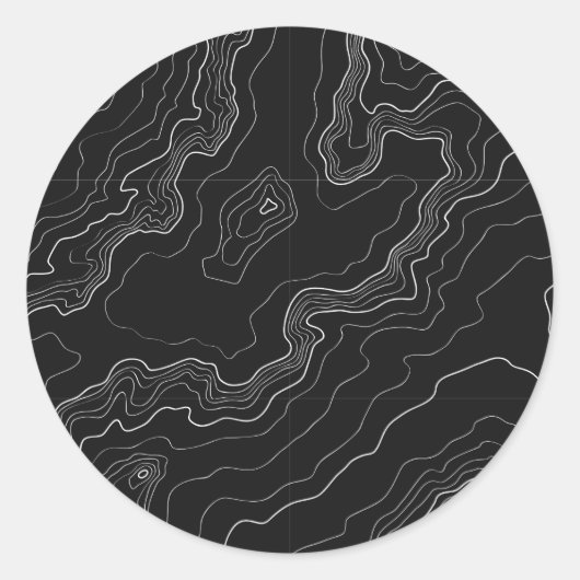 Sticker Rond Black and white topographiy map (Devant)