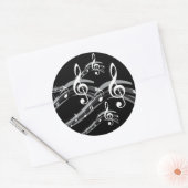 Sticker Rond Black and White Treble Clef (Enveloppe)