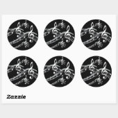 Sticker Rond Black and White Treble Clef (Feuille)