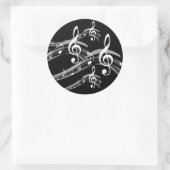 Sticker Rond Black and White Treble Clef (Sac)