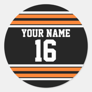 Sticker Rond Black avec Orange White Stripes Team Jersey