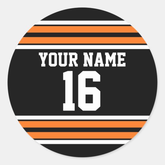 Sticker Rond Black avec Orange White Stripes Team Jersey (Devant)