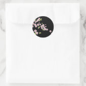 Sticker Rond Black avec rose et vert cerisier en fleurs Sakura (Sac)