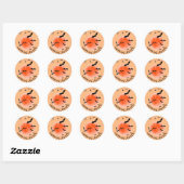 Sticker Rond Black Bats Et Orange Globe - Halloween (Feuille)