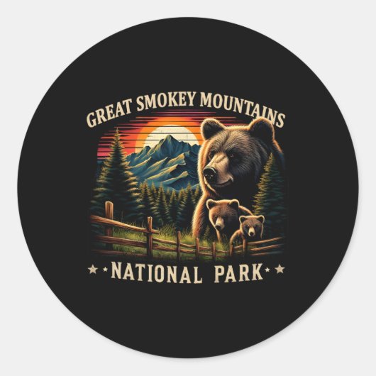 Sticker Rond Black Bear Mother Great Smokey Mountains National (Devant)