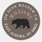 Sticker Rond Black Bear Round Russe Adresse de retour Label (Devant)