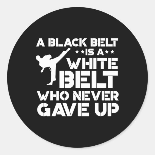 Sticker Rond Black Belt Shirts Taekwondo Karate Cadeau (Devant)