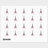 Sticker Rond Black Blanc Tour Eiffel Paris Love City Travel (Feuille)