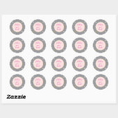 Sticker Rond Black Blush Pink Grey Gold Hearts (Feuille)